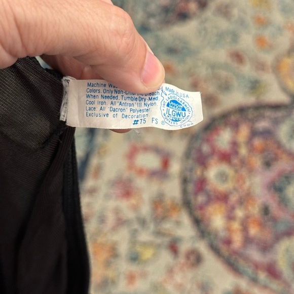 Vtg Chantilly Maidenform Lace Satin Half Slip Sz Lg Black Dacron Nylon USA Made - Picture 5 of 5